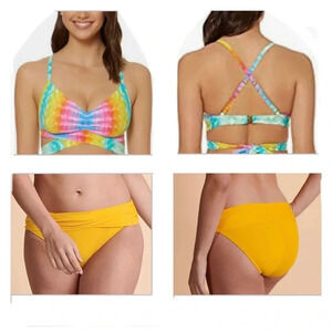 Bleu Rod Beattie Multi Color Swimsuit Top Size 34D and Bottom Side 10